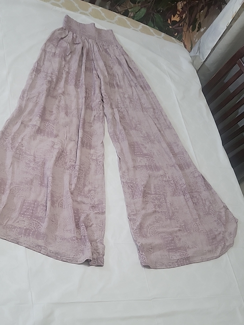 Wide Leg Boho Palazzo Pants in Dusty Mauve